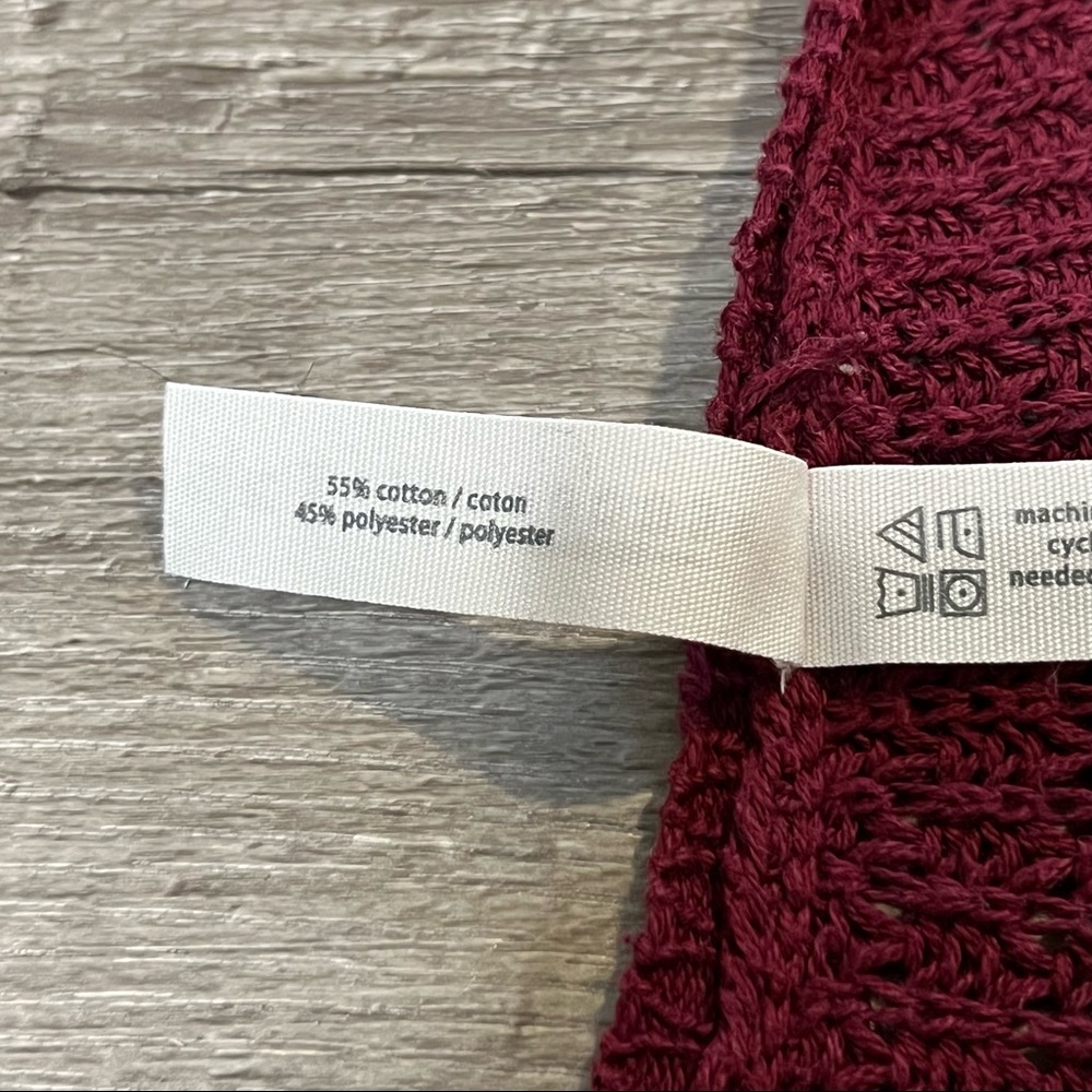 Aeropostale Oversized Open Front Burgundy Waffle Knit Cardigan Sweater | Size: M - Picture 11 of 12